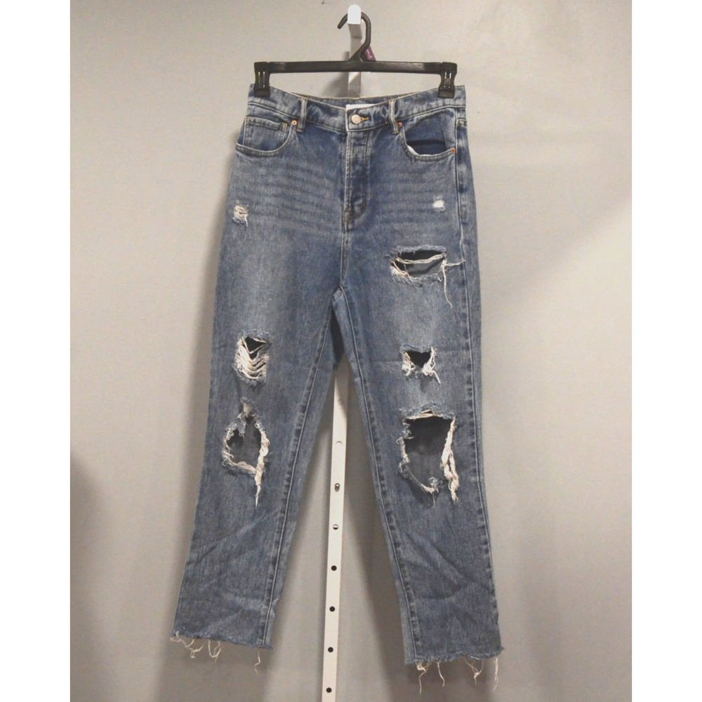 Pacsun Size 27 High-Rise Straight Leg Medium Wash Heavily Distressed Jeans